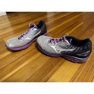 Mizuno Womens Wave Rider 19 410736 6600 Purple Running Shoes Sneakers Size 10